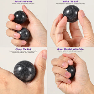 2Pcs Jade Baoding Balls Hand Exercise Traditional Chinese Health Massage Stress Relief Jade Hand Balls Massage Round