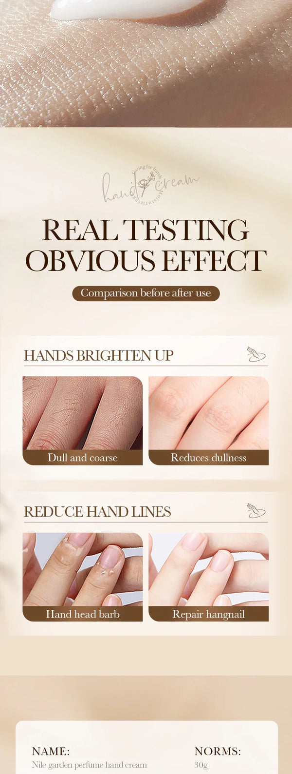 30g Garden perfume Hand Cream Plant Extract Moisturizing Flowers Nutrients Dry Crakced Repair Soft Whitening Oil Control Rose