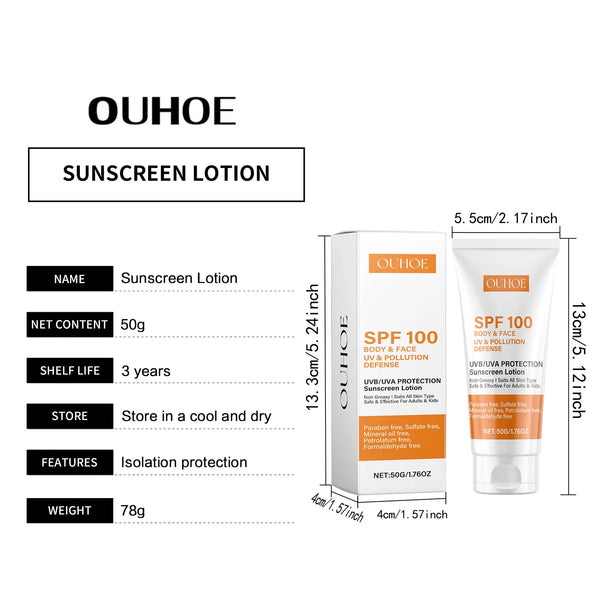Sunscreen Lotion UV Protective Oil-Control Refreshing Skin Moisturizing Sun Isolate Makeup Hyaluronic Acid Concealer Sun Cream