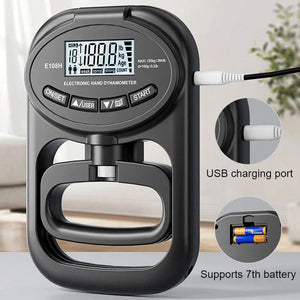 Digital Hand Dynamometer Grip Strength Tester 265Lbs/120Kg with USB LCD Screen for Power Training And Sport