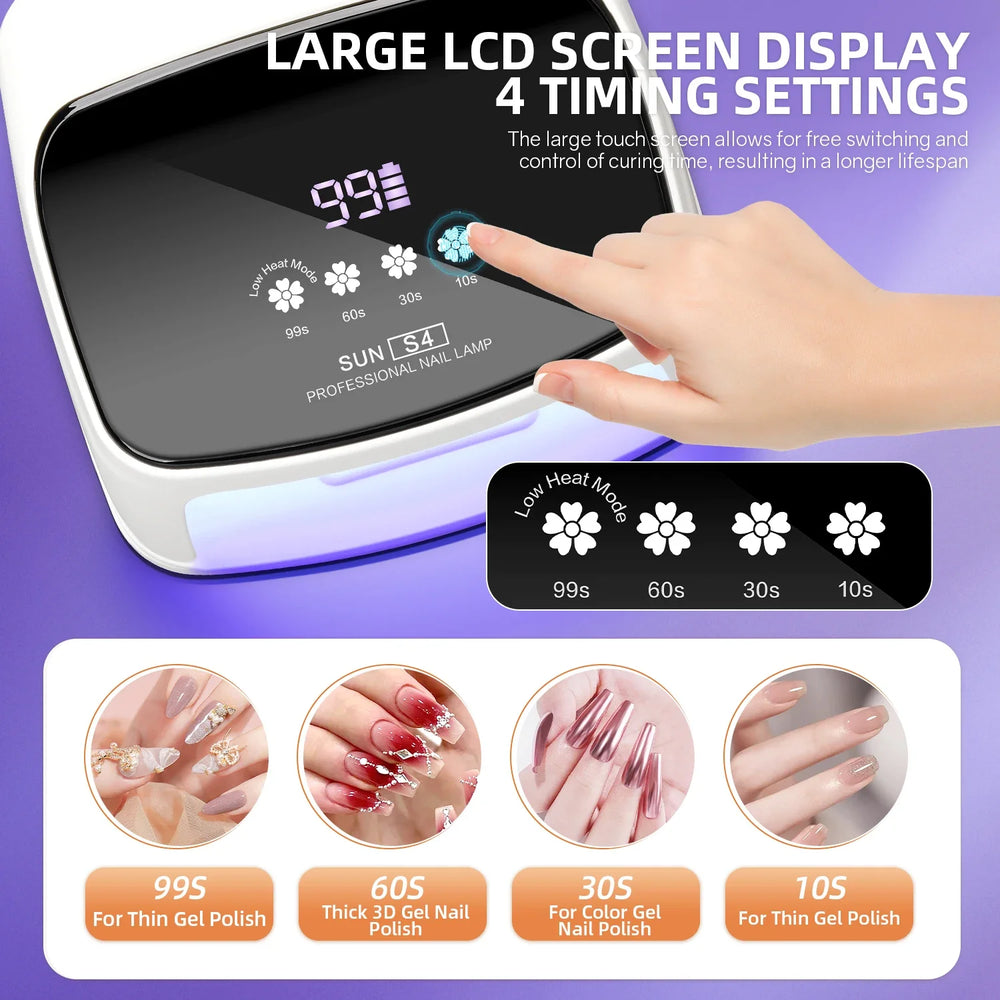 288W Professional Nail Lamp Rechargeable 66LEDS UV LED Nail Drying Lamp Cordless Manicure Lamp With 5Timer Setting Smart Sensor