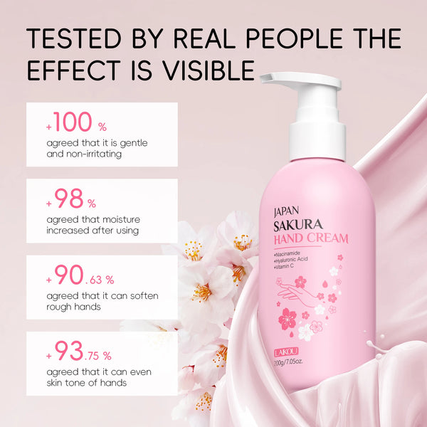 LAIKOU Japan Sakura Hand Cream 200g Long-Lasting Hydration Smooth Radiant Refreshing Scent Hand Care