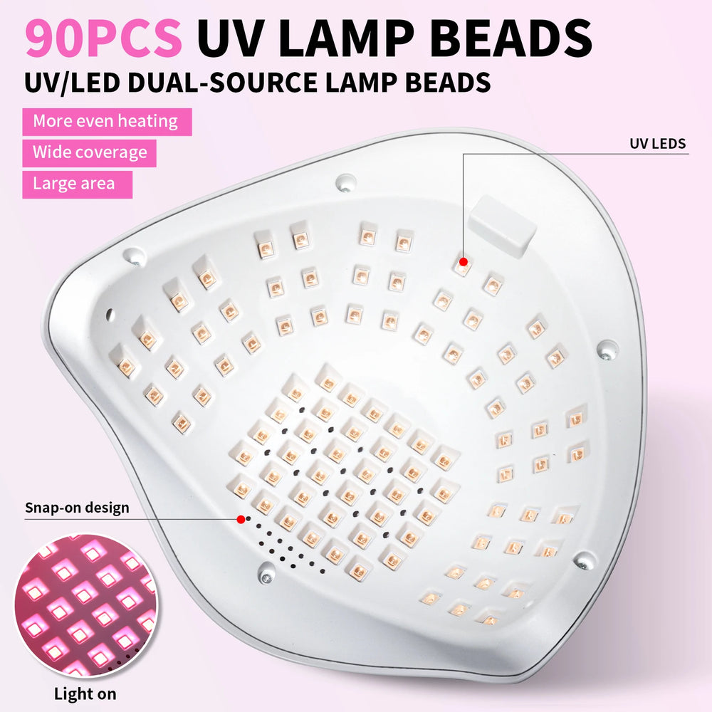 UV LED Nail Dryer 90PCS UV Lamp Beads Nail Lamp with Timer Automatic Sensor For All Gel Polish Professional Nail Equipment