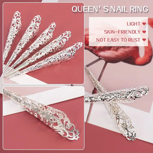 10pcs Ancient Costume Fake Nails Queen Nail Ring Costume Antique Style for Drama Dance Show Halloween Cosplay Nails Accessories