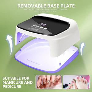 288W Professional Nail Lamp Rechargeable 66LEDS UV LED Nail Drying Lamp Cordless Manicure Lamp With 5Timer Setting Smart Sensor