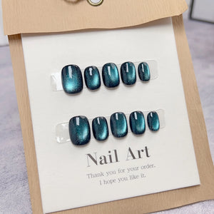10pcs Love Cat Eye Handmade Press on Nails Simple Fake Nails False Nails Short Artificial Nail