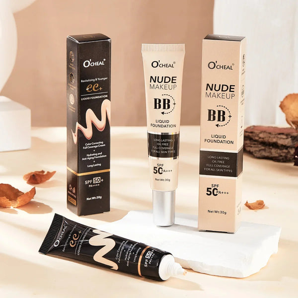BB Cream SPF50 PA Plus Foundation Waterproof Long Lasting Brightening Primer Sunscreen Makeup Base Cosmetics For Women