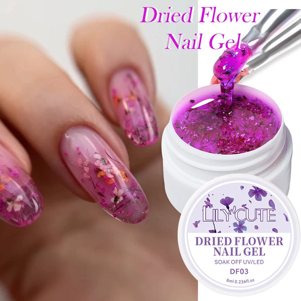 LILYCUTE 7ml Non Stick Hand Solid Extension Gel Nail Polish 3D Auroras Effect Carving Flower Function For Finger ProlongHard Gel
