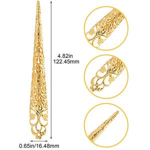 10pcs Ancient Costume Fake Nails Queen Nail Ring Costume Antique Style for Drama Dance Show Halloween Cosplay Nails Accessories