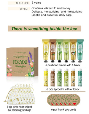 6 Sets/Box Wedding Companion Gift Set, Hand Cream Set Lip Balm Set, Love Thank You Card and Love Gauze Bag, Party Gift Distribut