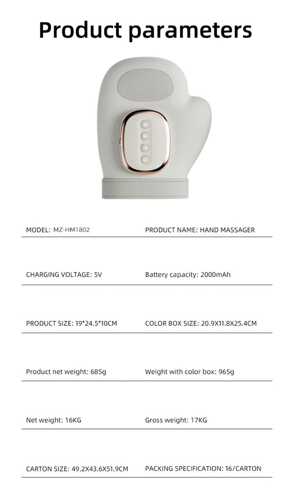 Professional Hand Massager Finger Wrist Palm Relaxation Device with Airbag Compression Kneading for Maximize Your Hand Comfort