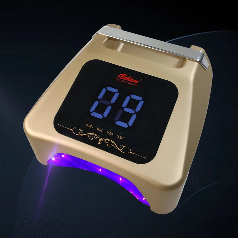 Professional 72W Rechargeable UV LED Nail Lamp with 36pcs LED Bulbs Multi-Timer Cordless Nail Dryer for Salon Manicure