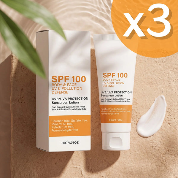 SPF 100 Sunscreen Instant Sun Protect Broad Spectrum UVA & UVB Protection Wateproof Non-Greasy Sunblock For Beach Outdoor Sports