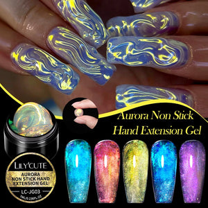 LILYCUTE 7ml Non Stick Hand Solid Extension Gel Nail Polish 3D Auroras Effect Carving Flower Function For Finger ProlongHard Gel