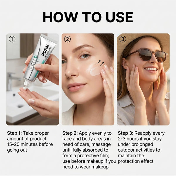 SPF 50 PDRN Facial Sunscreen Essence Broad Spectrum UV Defense Waterproof Moisturizing Refreshing Non Sticky Daily Face Sun Care