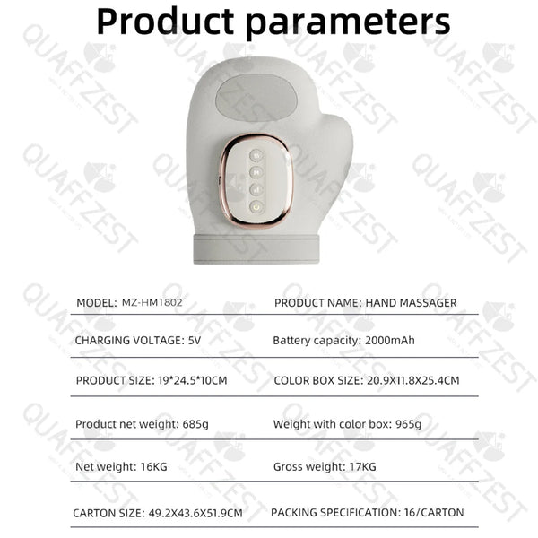 Electric Hand Massager with Airbag Compress Carpal Tunnel Wrist Finger Massagers Portable Vibrating Gloves Kneading Rollers