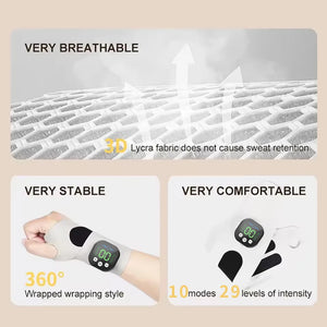 EMS Electric Cordless Hand Wrist Massager 10 Mode Vibration Massage Relieve Hand Muscle Fatigue USB Rechargeable Wrist Brace Wra