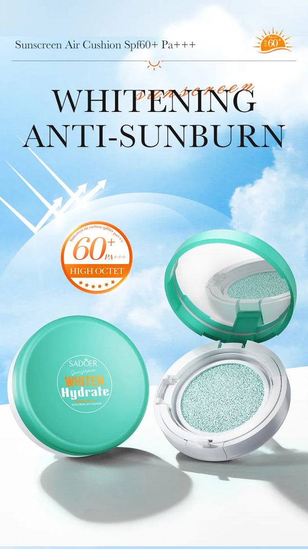 SADOER Air Cushion Whitening Hydrating Barrier Concealer BB Cream Brighten Moisturizing Sunscreen SPF60+ Anti-sunburn Makeup