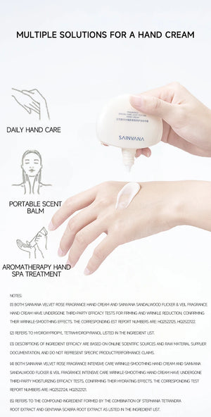 SAINVANA Intensive Care Nourishing Moisture Hand Cream Reduce Hand Wrinkles for Dry Cracked Hands Healthy-Looking Skin Vegan