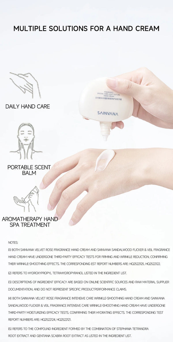 SAINVANA Intensive Care Nourishing Moisture Hand Cream Reduce Hand Wrinkles for Dry Cracked Hands Healthy-Looking Skin Vegan