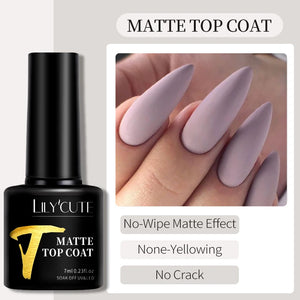 LILYCUTE 7ml Base Nowipe Top Coat Soak Off UV LED Gel Nail Polish Reinforcement Gel Semi Permanent Multifunction Gel Varnishes