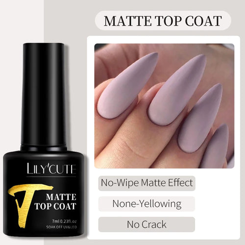 LILYCUTE 7ml Base Nowipe Top Coat Soak Off UV LED Gel Nail Polish Reinforcement Gel Semi Permanent Multifunction Gel Varnishes