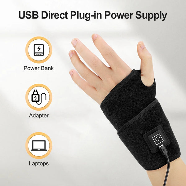 Red Light Heating Wrist Protector 660nm 850nm Infrared USB Hand Massage Support WristBand Pad Brace Hand Joint Guard Health Care