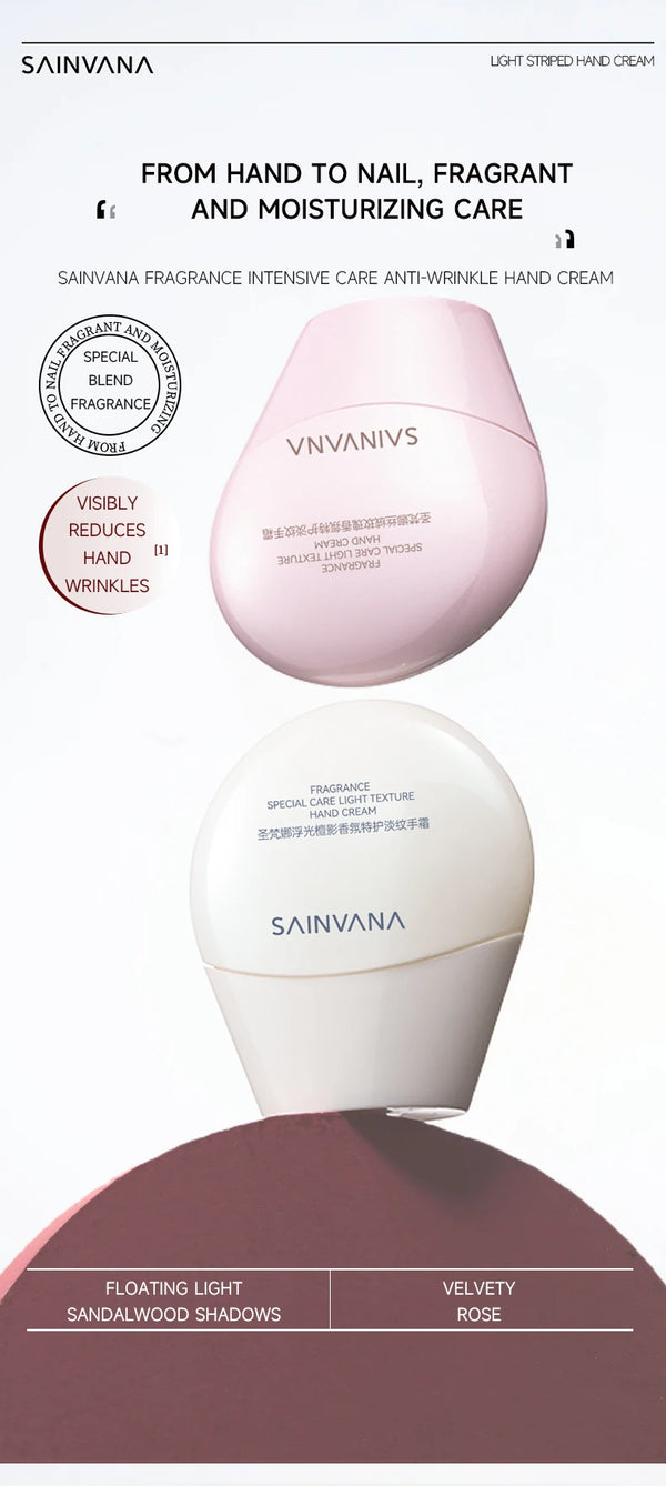 SAINVANA Intensive Care Nourishing Moisture Hand Cream Reduce Hand Wrinkles for Dry Cracked Hands Healthy-Looking Skin Vegan