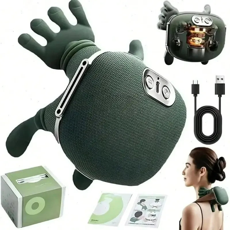 Advanced 4D Shiatsu Neck and Shoulder Massager with Heat & Finger Massage - Wireless, Deep Tissue, Simulated Human Hand Design