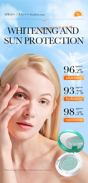 SADOER Air Cushion Whitening Hydrating Barrier Concealer BB Cream Brighten Moisturizing Sunscreen SPF60+ Anti-sunburn Makeup