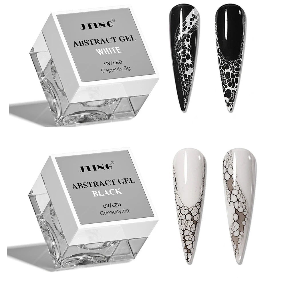 1Jar JTING Abstract Lace Gel Nail Polish Black White Lace Wave Texture Base Gel Nail Design UV Semi-Permanent Nail Painting Gel