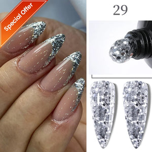 LILYCUTE 7ml Non Stick Hand Solid Extension Gel Nail Polish 3D Auroras Effect Carving Flower Function For Finger ProlongHard Gel