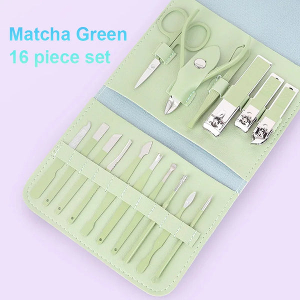 16/12/4 pcs Professional Nail Clippers and Cuticle Nippers Set with Travel Case Manicure Set Pedicure Sets Nail Clippers