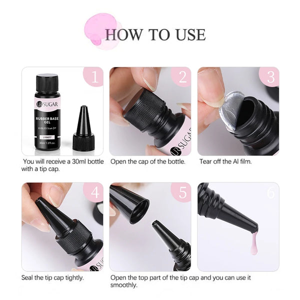 UR SUGAR 30ml Pink Gold Flakes Rubber Base Gel Refill Package Aurora Glitter Sequins Varnish Soak Off UV LED Gels Polish