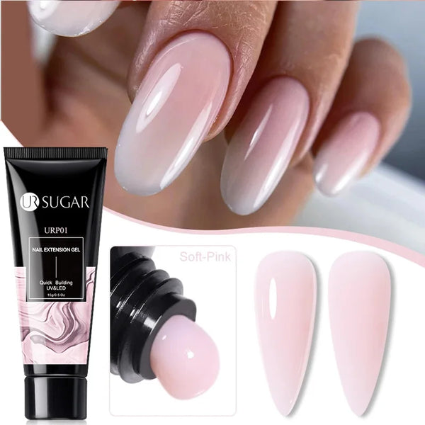 15ml UR SUGAR Extension Nail Gel Polish Nail DIY Clear Camouflage Color Fibre Glass Hard Gel Nails Finger Prolong UV LED Gel