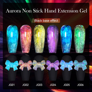 LILYCUTE 7ml Non Stick Hand Solid Extension Gel Nail Polish 3D Auroras Effect Carving Flower Function For Finger ProlongHard Gel