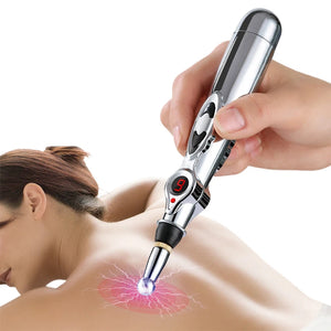 Electric Massage Pen Adjustable For Body Back Hand Massage Press And Relax Muscles, Battery Powered Silver