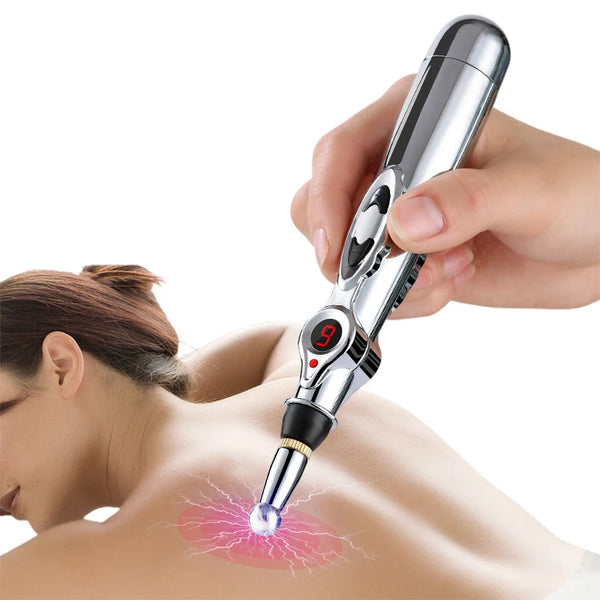 Electric Massage Pen Adjustable For Body Back Hand Massage Press And Relax Muscles, Battery Powered Silver