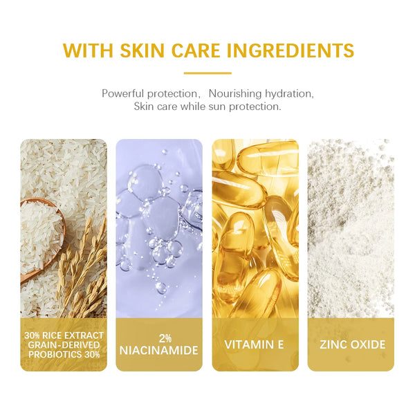 Lakerain SPF50+ Rice+Probiotics Sunscreen Skin Protection Refreshing Makeup Sunscreen Cream UV Resistance Facial Sunscreen New