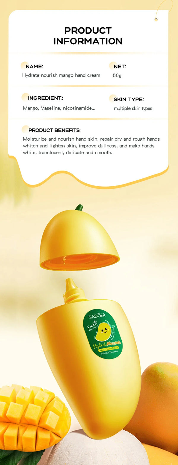 SADOER Mango Peach Aloe Vera Lemon Fruit Hand Cream Moisturizing Brightening Repairing Hand Creams For Hands Skin Care