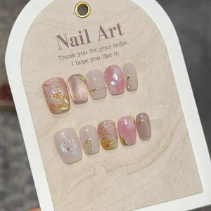 10pcs Love Cat Eye Handmade Press on Nails Simple Fake Nails False Nails Short Artificial Nail