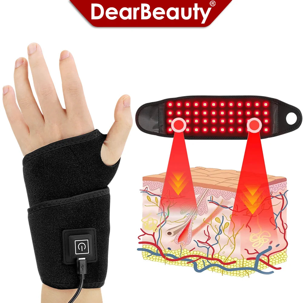 Red Light Heating Wrist Protector 660nm 850nm Infrared USB Hand Massage Support WristBand Pad Brace Hand Joint Guard Health Care