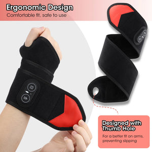Cordless Heating Wrist Guard 660&850nm Red Light Hot Compress Wristband 3 Levels Electric Vibration Massage Hand Wrist Brace
