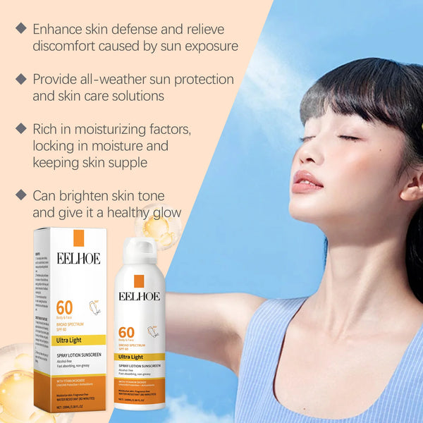 EELHOE Vitamin E Sunscreen Spray 100ml Long-lasting Deep Moisturizing Anti-UV Skin Protector Anti Oxidant Face Body Skin Care