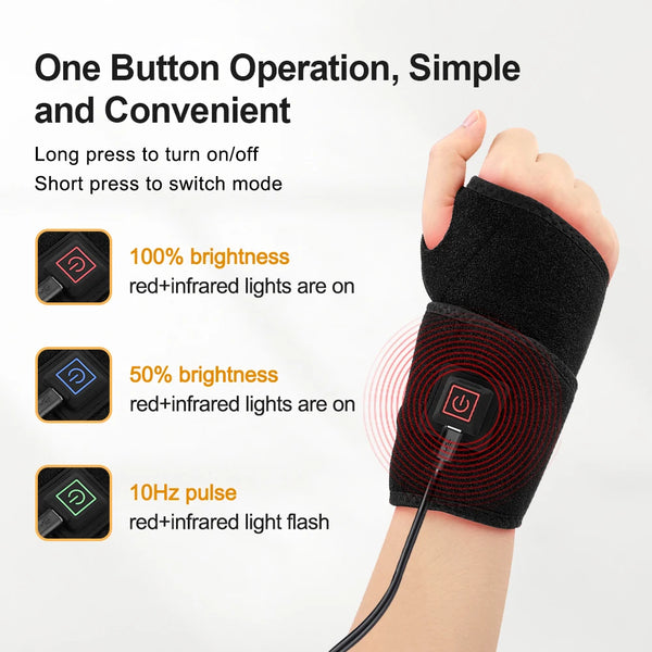 Red Light Heating Wrist Protector 660nm 850nm Infrared USB Hand Massage Support WristBand Pad Brace Hand Joint Guard Health Care