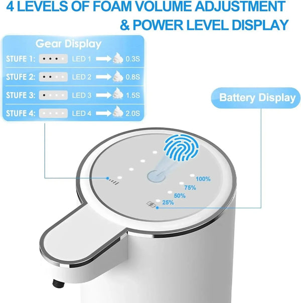 Automatic Soap Dispenser Touchless Foaming Gle Soap Dispenser 380ml USB Rechargeable Electric 4 Level Ecological Porduct