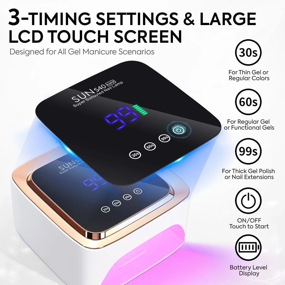180W Cordless UV LED Nail Lamp With LCD Display Wireless 57LEDS Nail Drying Lamp For Drying Polish Gel Rechargeable Salon Tools