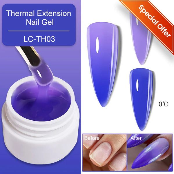 LILYCUTE 7ml Non Stick Hand Solid Extension Gel Nail Polish 3D Auroras Effect Carving Flower Function For Finger ProlongHard Gel