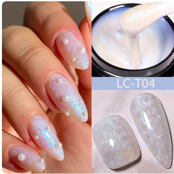 LILYCUTE 7ml Non Stick Hand Solid Extension Gel Nail Polish 3D Auroras Effect Carving Flower Function For Finger ProlongHard Gel