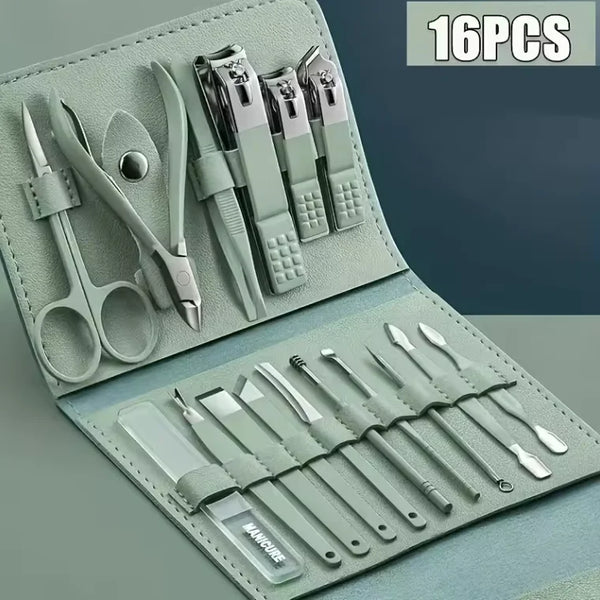 16/12/4 pcs Professional Nail Clippers and Cuticle Nippers Set with Travel Case Manicure Set Pedicure Sets Nail Clippers